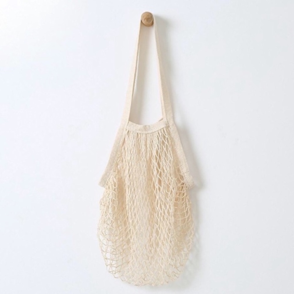 Farmer’s Market Mesh Cotton Shopping Bag in Beige  🥬 🍎 🥕